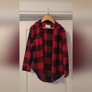 Old Navy Girls Black and Red plaid button-up shirt size Large 10/12